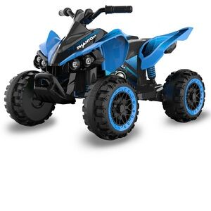Blue and Black Electric Quad Bike with Oversized Tires